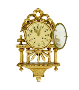 20th Century Swedish Gilt Carved Wood Wall Clock — thumbnail 5