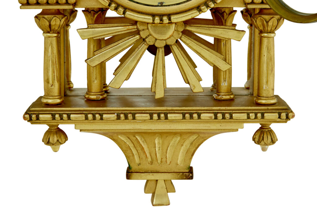 20th Century Swedish Gilt Carved Wood Wall Clock — image 3
