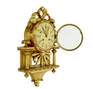 20th Century Swedish Gilt Carved Wood Wall Clock — thumbnail 2