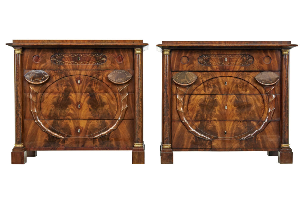 Pair of Early 19th Century Mahogany Biedermeier Secretaire Chests