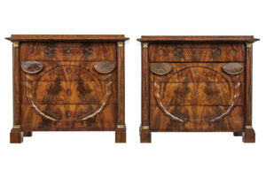 PAIR OF EARLY 19TH CENTURY MAHOGANY BIEDERMEIER SECRETAIRE CHESTS