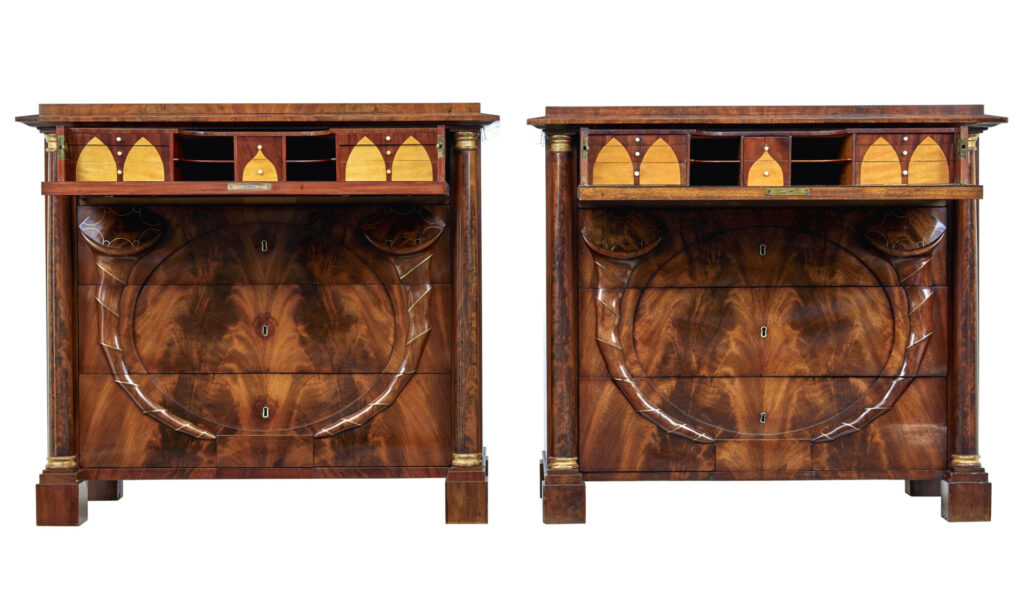 Pair of Early 19th Century Mahogany Biedermeier Secretaire Chests — image 13