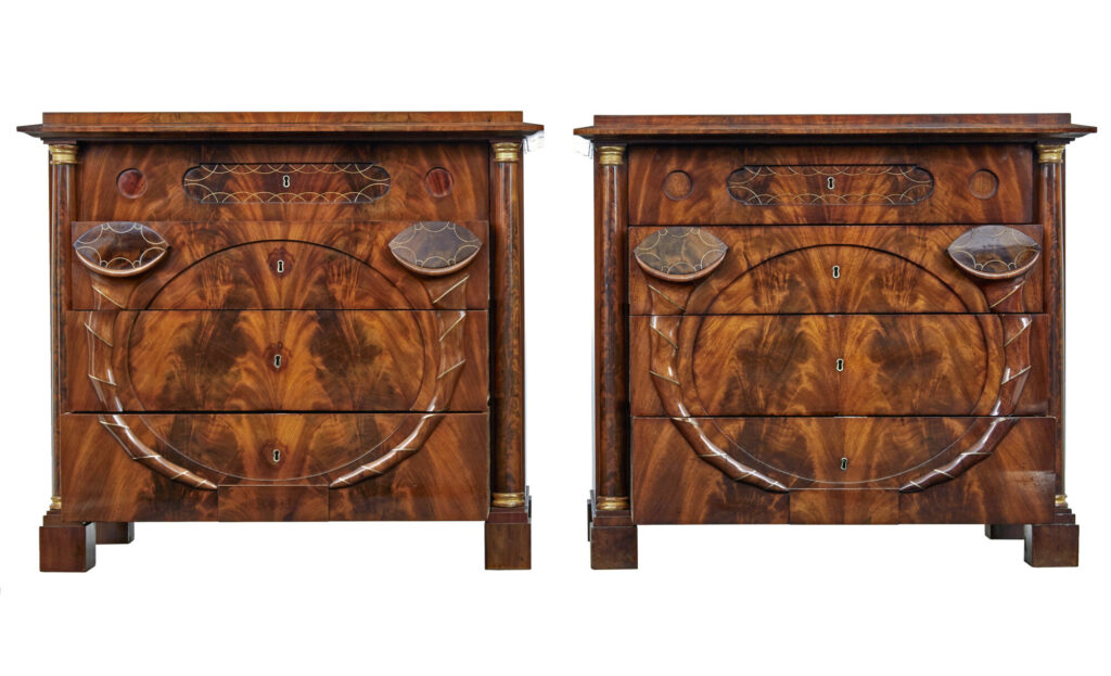 Pair of Early 19th Century Mahogany Biedermeier Secretaire Chests — image 12