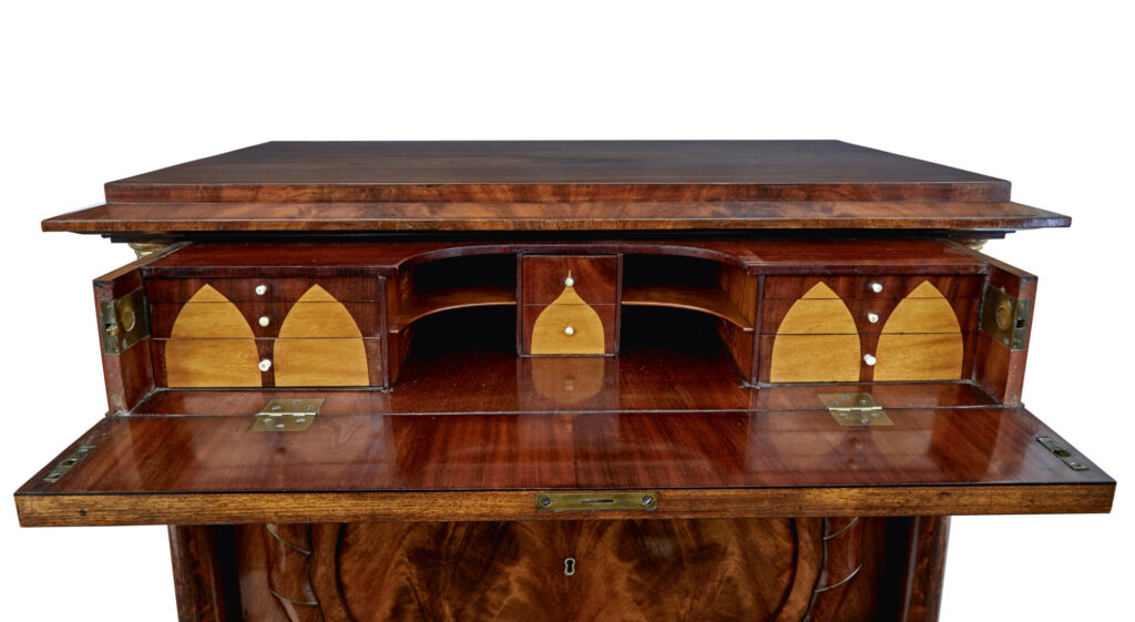 Pair of Early 19th Century Mahogany Biedermeier Secretaire Chests — image 5