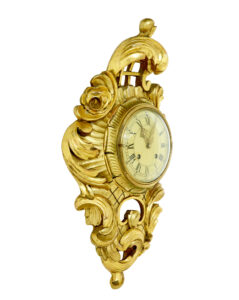 Swedish Carved Rococo Revival Gilt Wall Clock — thumbnail 4