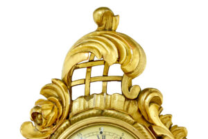 Swedish Carved Rococo Revival Gilt Wall Clock — thumbnail 3