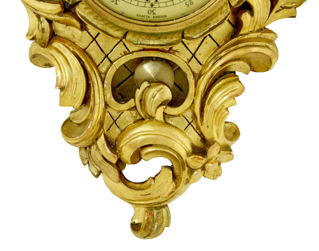 Swedish Carved Rococo Revival Gilt Wall Clock — image 2