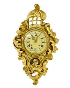 SWEDISH CARVED ROCOCO REVIVAL GILT WALL CLOCK