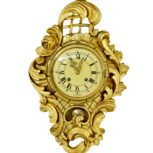 SWEDISH CARVED ROCOCO REVIVAL GILT WALL CLOCK