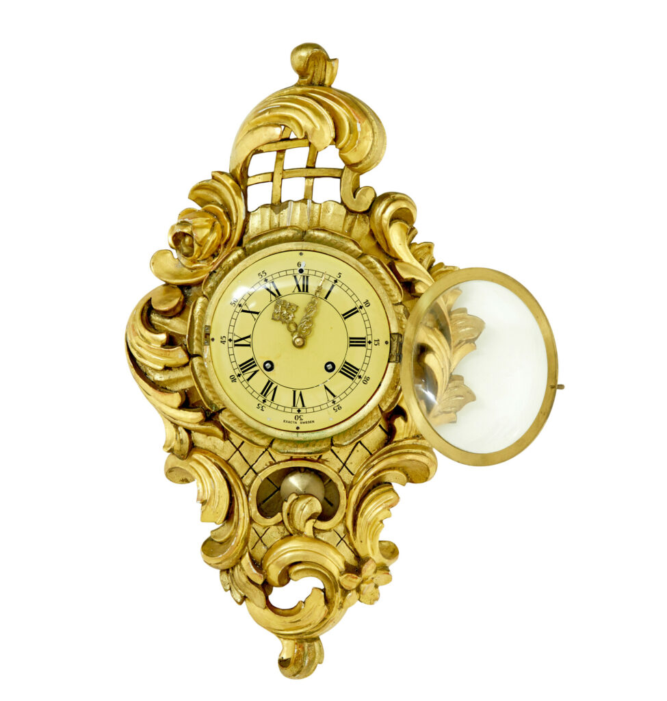 Swedish Carved Rococo Revival Gilt Wall Clock — image 5