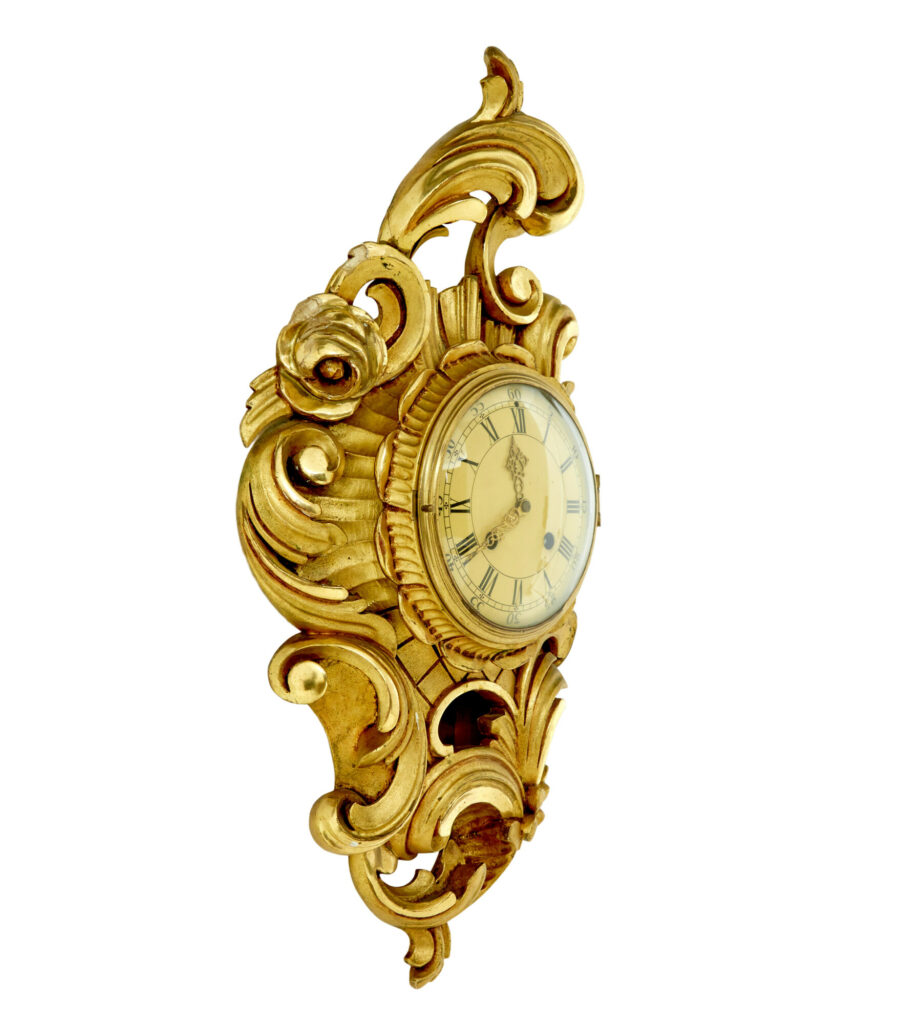 Mid Century Gilt Rococo Revival Wall Clock — image 4
