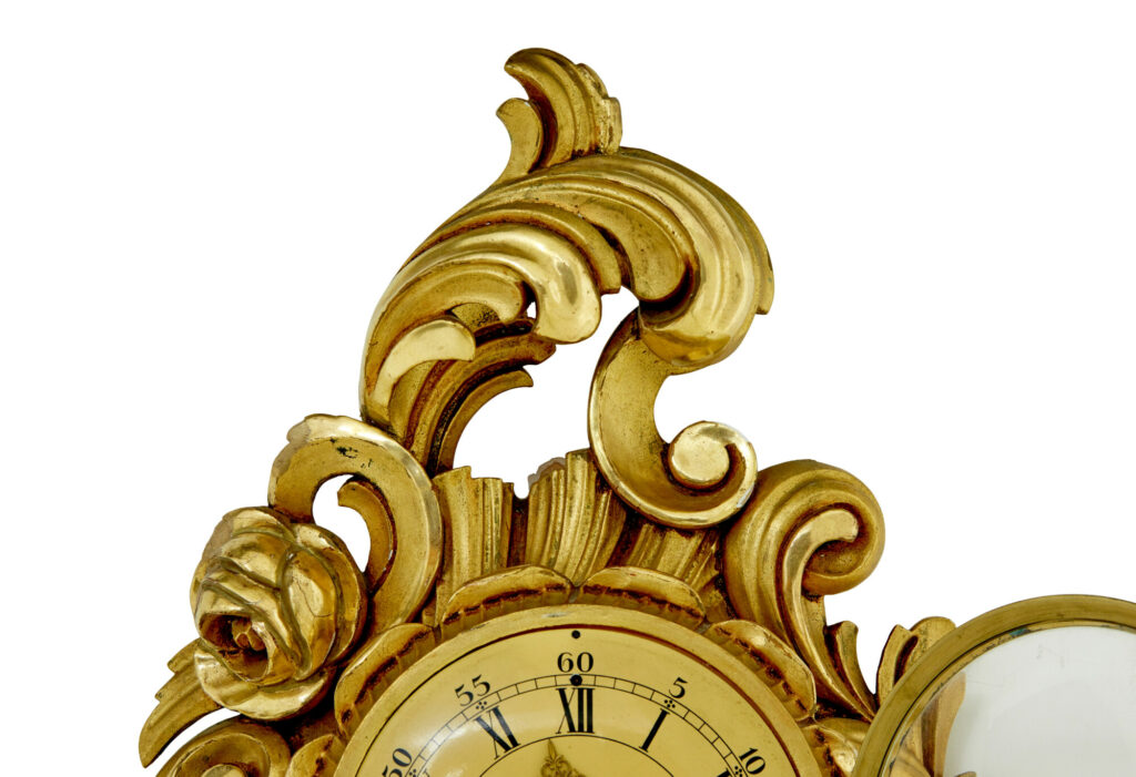Mid Century Gilt Rococo Revival Wall Clock — image 3