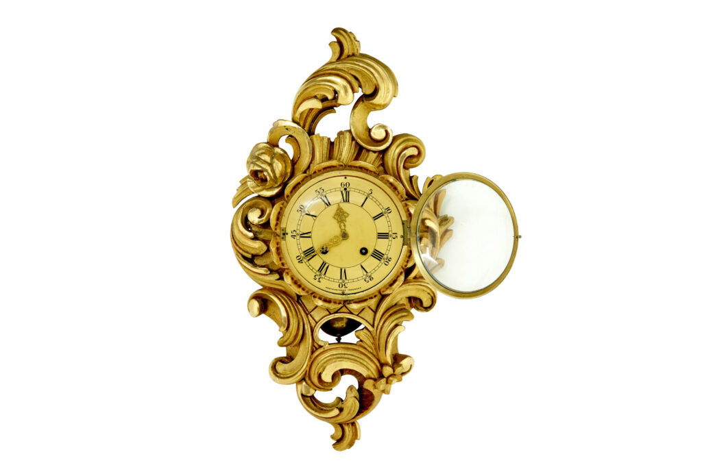 Mid Century Gilt Rococo Revival Wall Clock — image 5