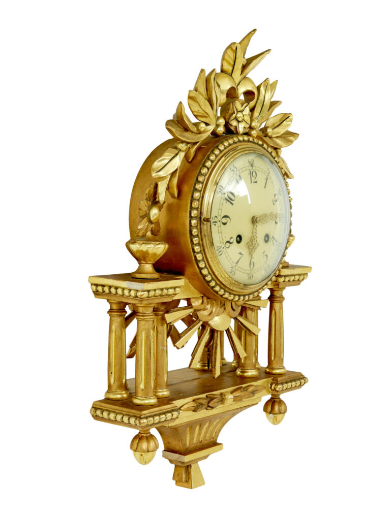 Rococo Revival Ornate Carved Gilt Wall Clock — image 5