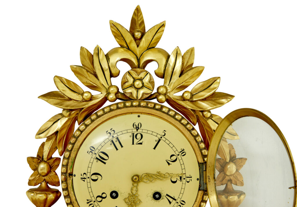 Rococo Revival Ornate Carved Gilt Wall Clock — image 4