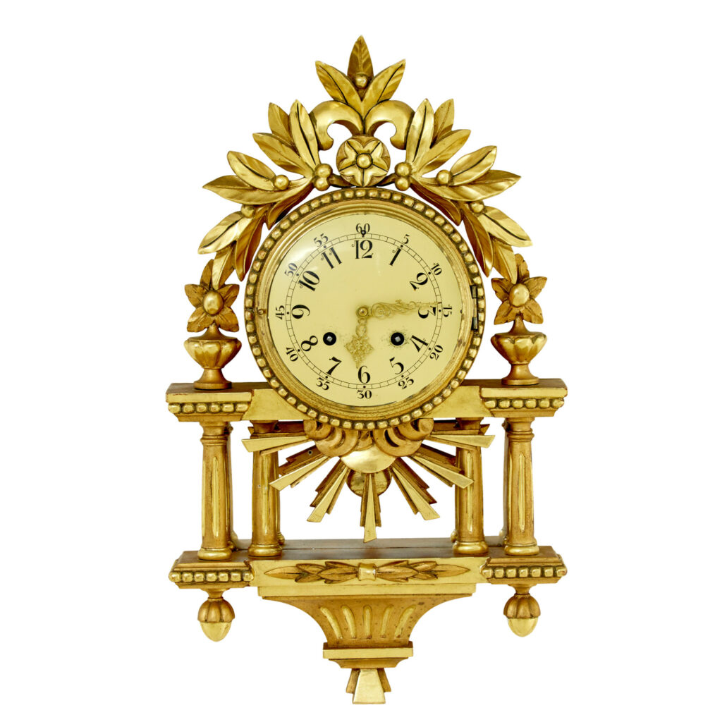 ROCOCO REVIVAL ORNATE CARVED GILT WALL CLOCK