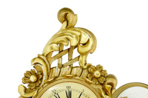 Mid Century Swedish Carved Rococo Revival Gilt Wall Clock — thumbnail 3