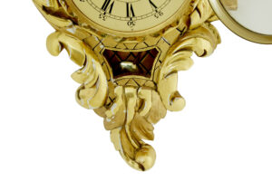 Mid Century Swedish Carved Rococo Revival Gilt Wall Clock — thumbnail 2