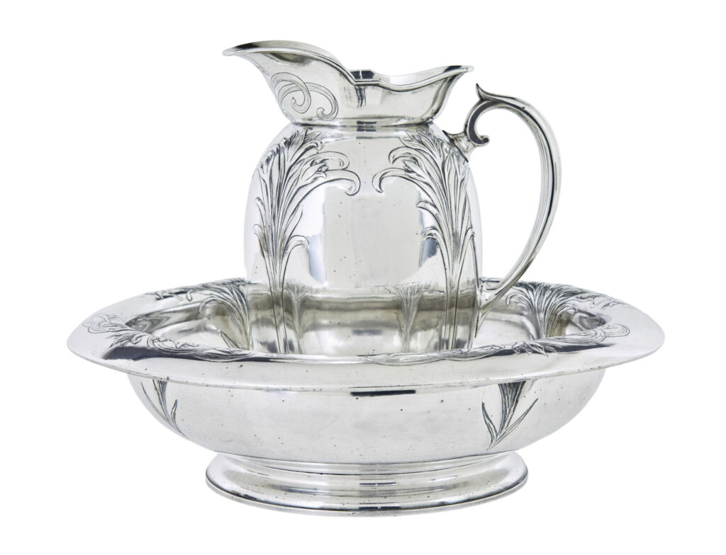 Art Nouveau Silver Plate Jug and Bowl by Christofle