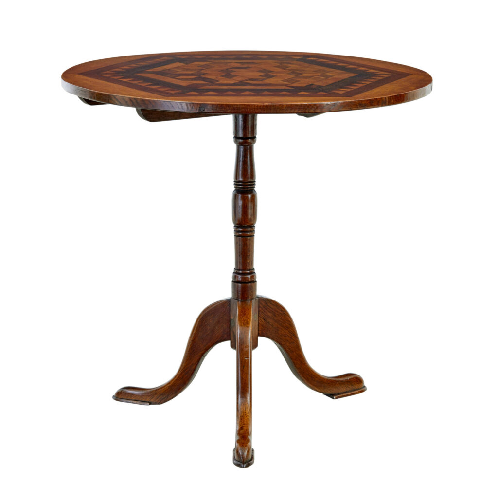19th Century Inlaid Oak Round Occasional Table