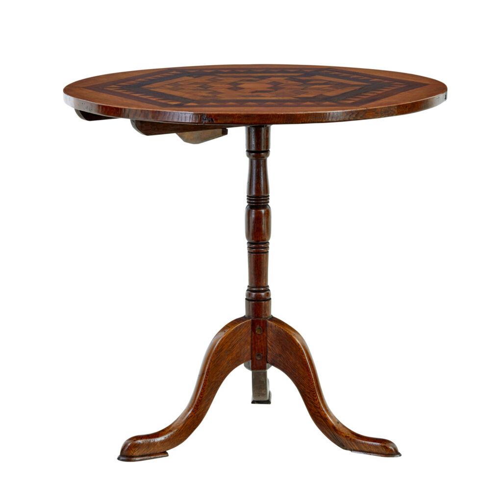 19th Century Inlaid Oak Round Occasional Table — image 5