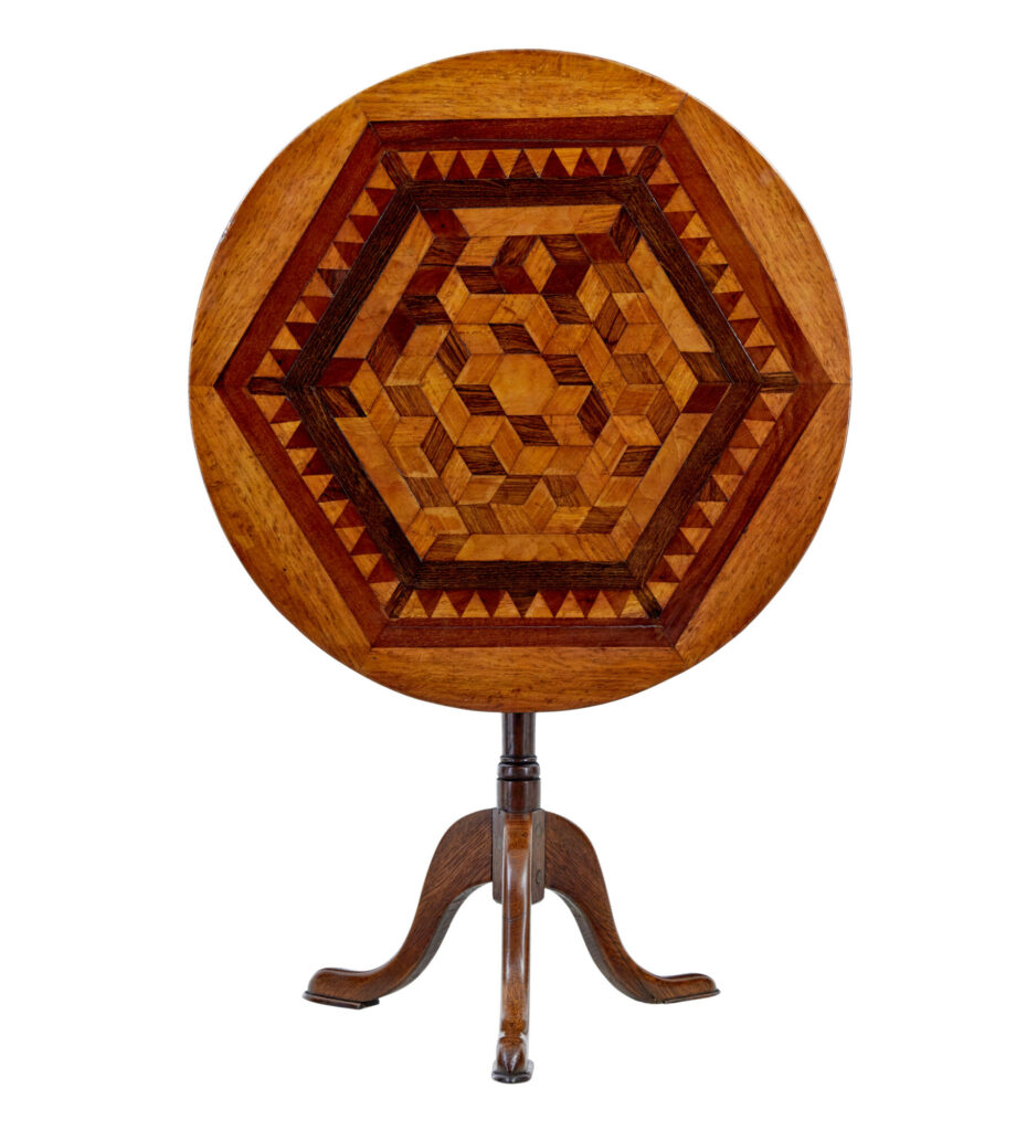 19th Century Inlaid Oak Round Occasional Table — image 7