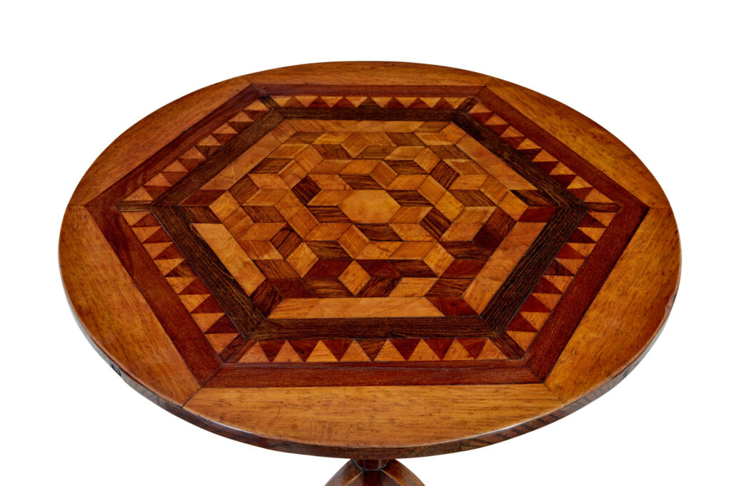 19th Century Inlaid Oak Round Occasional Table — image 4