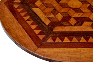 19th Century Inlaid Oak Round Occasional Table — thumbnail 3