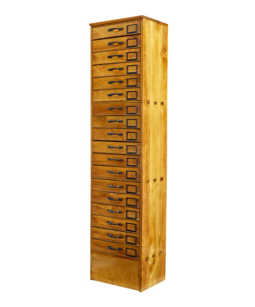 Early 20th Century Apothecary Fruitwood Tall Chest of Drawers