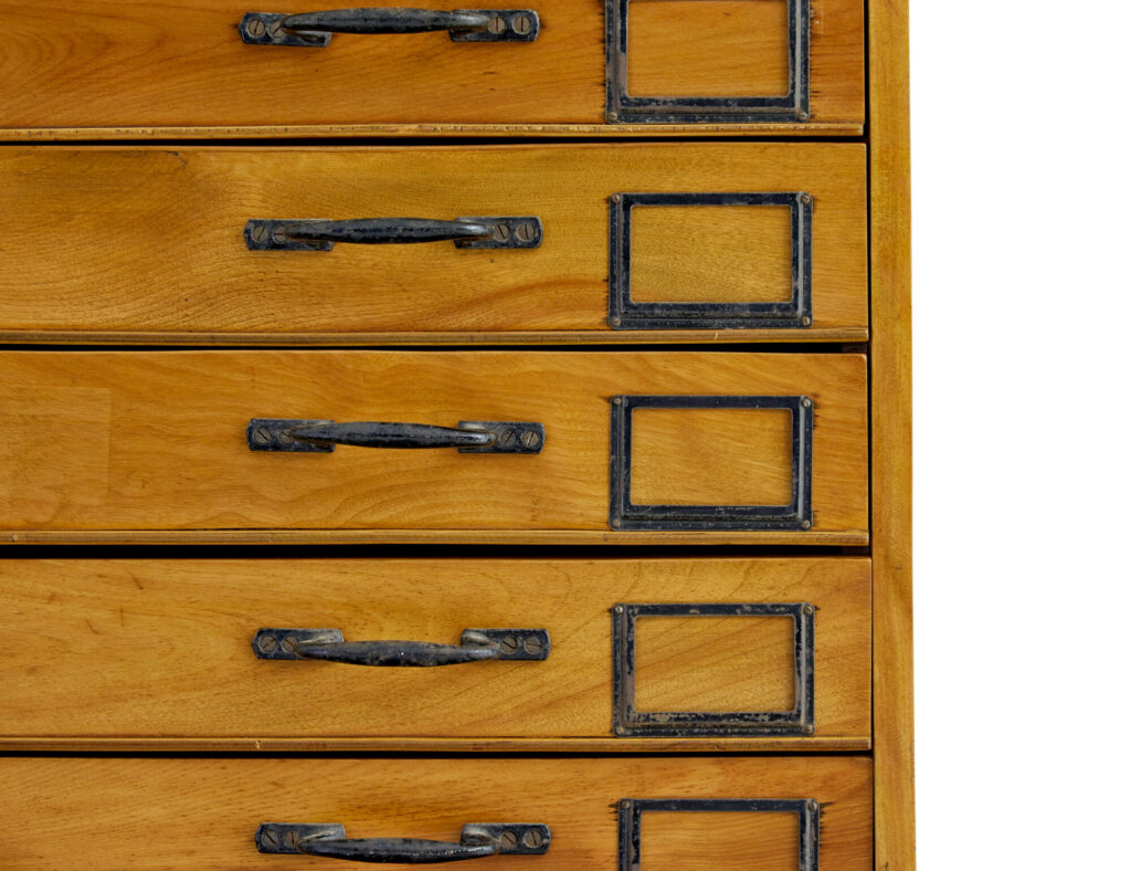 Early 20th Century Apothecary Fruitwood Tall Chest of Drawers — image 3