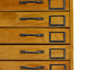 Early 20th Century Apothecary Fruitwood Tall Chest of Drawers — thumbnail 3