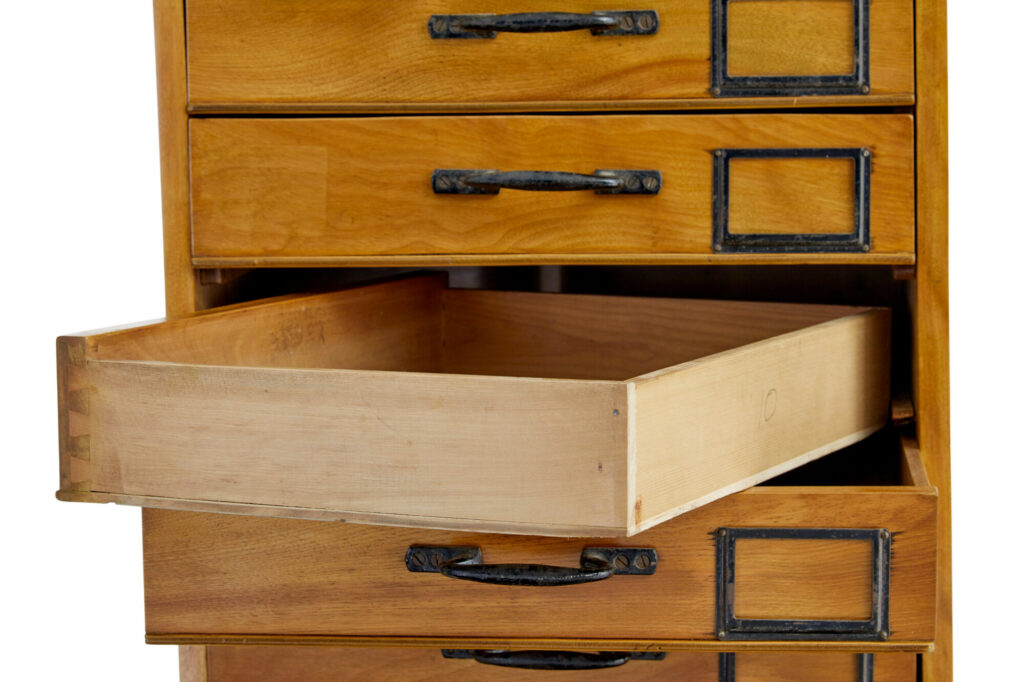 Early 20th Century Apothecary Fruitwood Tall Chest of Drawers — image 2
