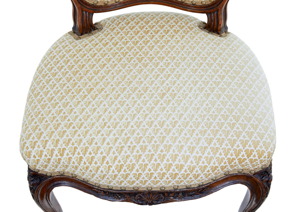 Pair of 19th Century Carved Walnut Side Chairs — image 3