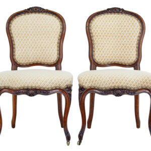 PAIR OF 19TH CENTURY CARVED WALNUT SIDE CHAIRS