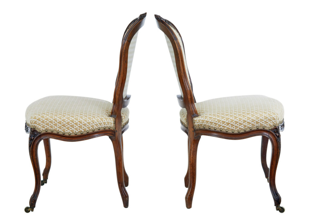 Pair of 19th Century Carved Walnut Side Chairs — image 7