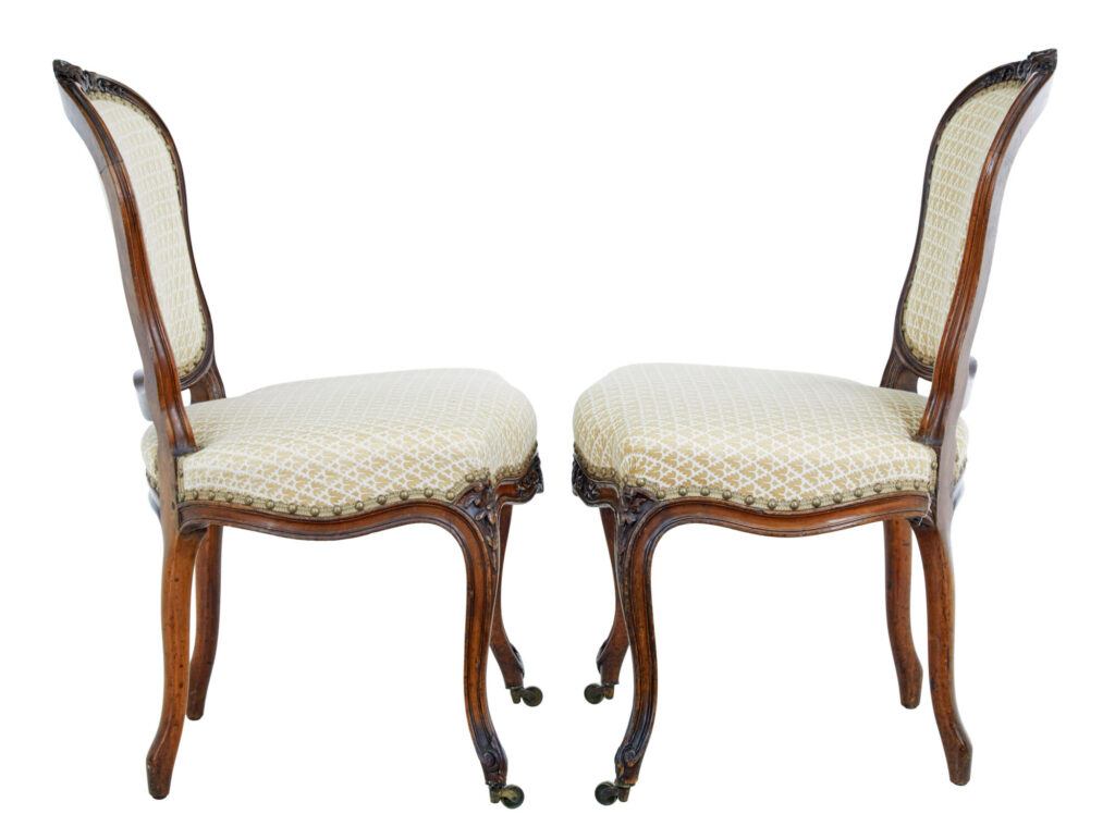 Pair of 19th Century Carved Walnut Side Chairs — image 5