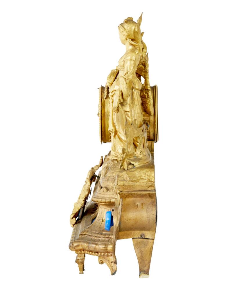 19th Century French Gilt Mantle Clock with Sevres Plaques — image 7