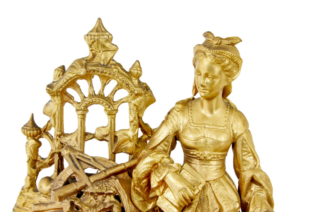 19th Century French Gilt Mantle Clock with Sevres Plaques — image 3