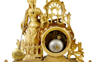 19th Century French Gilt Mantle Clock with Sevres Plaques — thumbnail 2