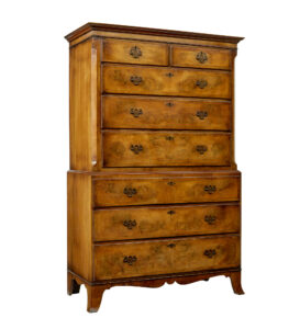 LATE GEORGIAN 19TH CENTURY WALNUT CHEST ON CHEST