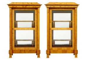 FINE PAIR OF BIEDERMEIER GLAZED ELM DISPLAY CABINETS
