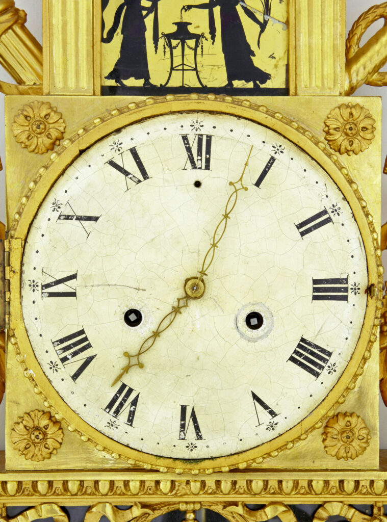 19th Century Swedish Gilt and Eglomise Ornate Wall Clock — image 8