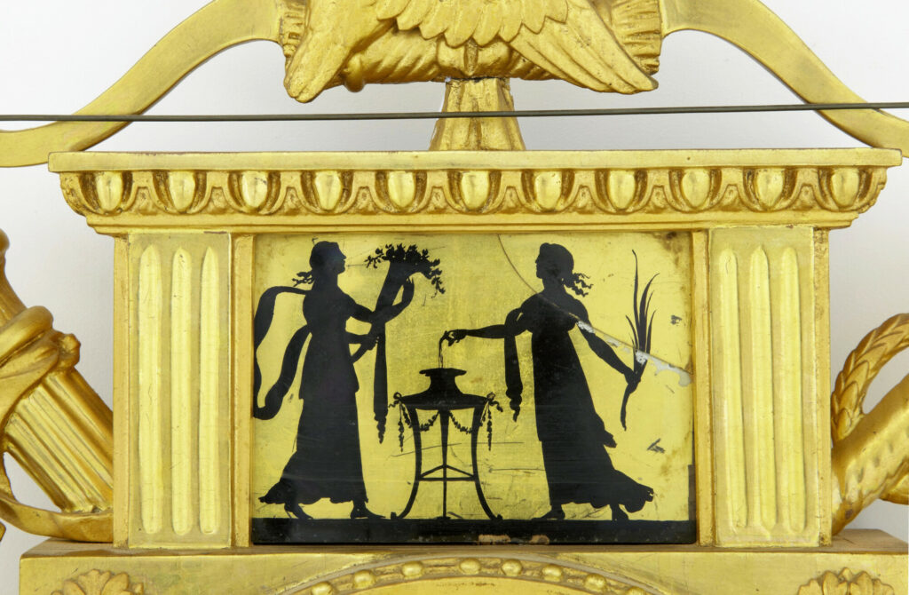 19th Century Swedish Gilt and Eglomise Ornate Wall Clock — image 7