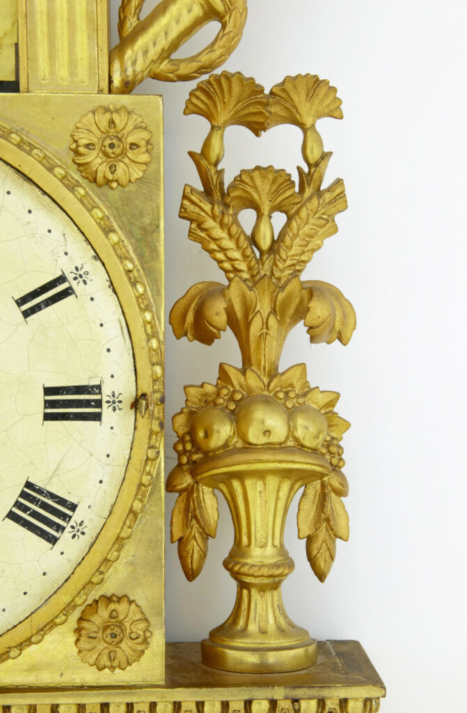 19th Century Swedish Gilt and Eglomise Ornate Wall Clock — image 5