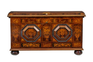 Mid 19th Century Profusely Inlaid Continental Walnut Dome Coffer — thumbnail 11