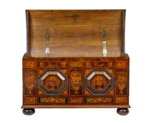 Mid 19th Century Profusely Inlaid Continental Walnut Dome Coffer — thumbnail 10