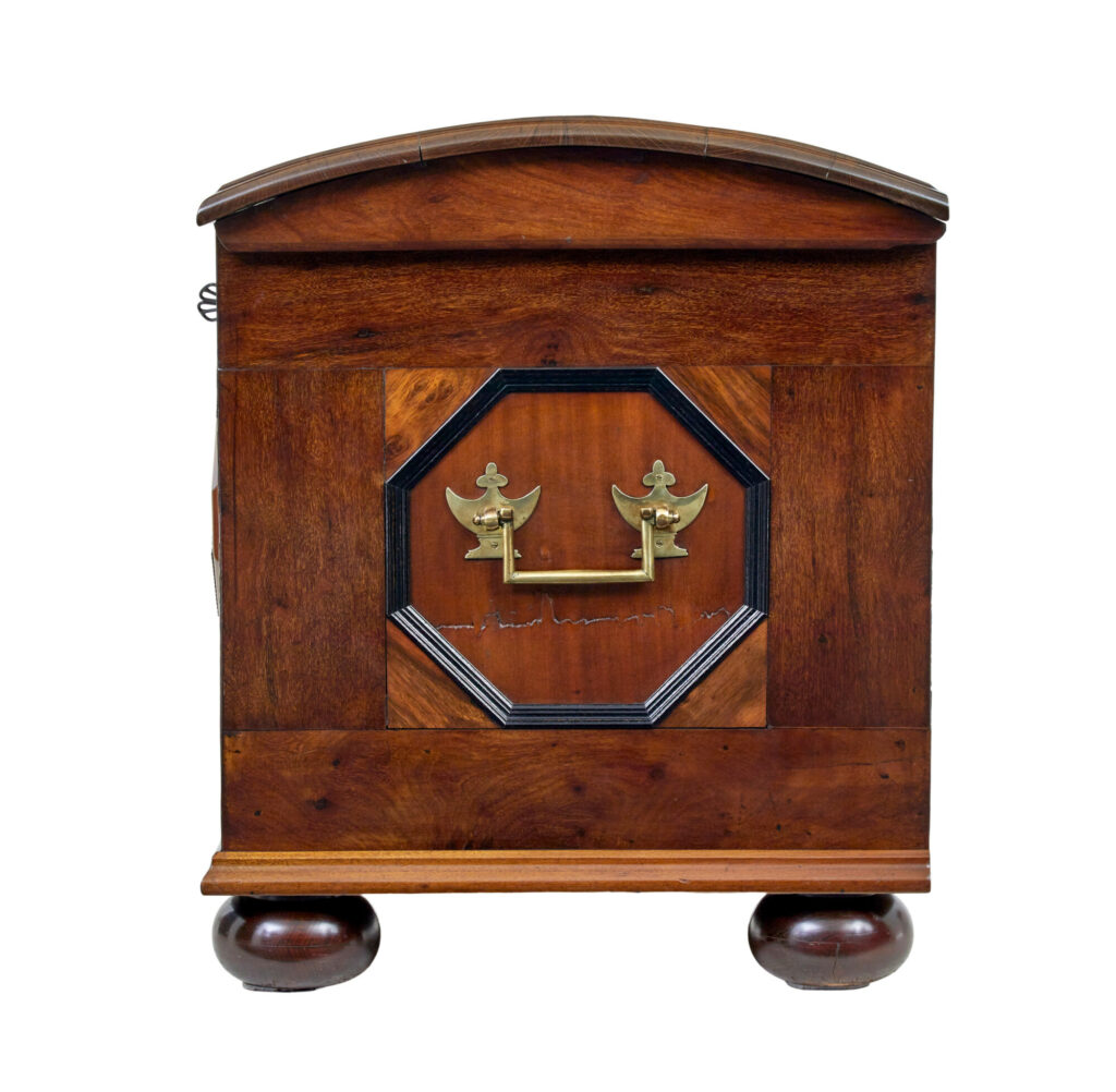Mid 19th Century Profusely Inlaid Continental Walnut Dome Coffer — image 9