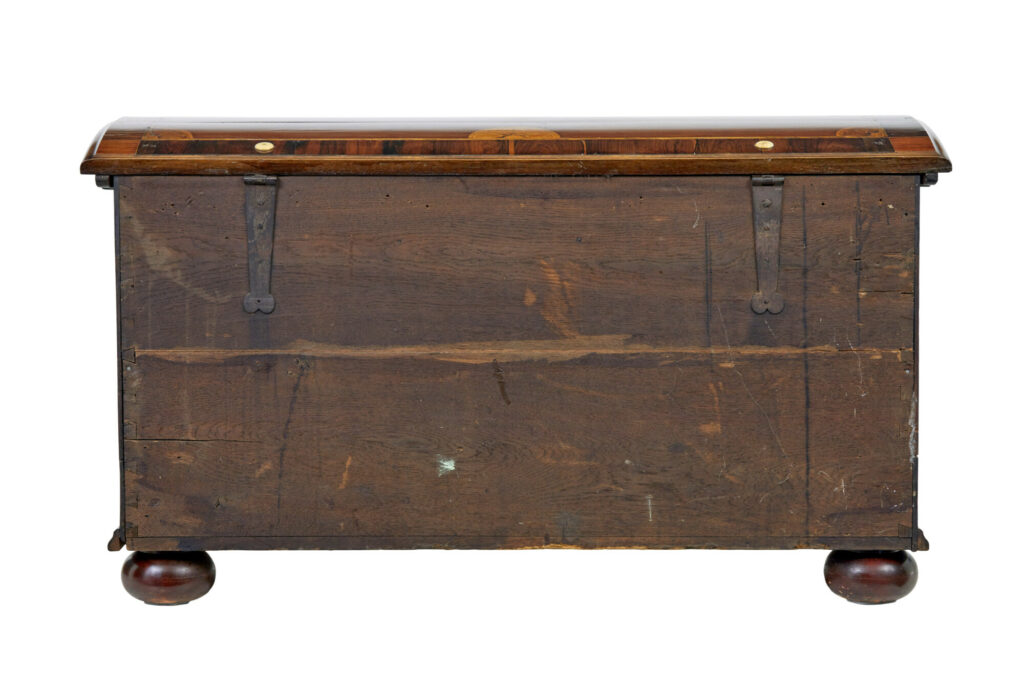 Mid 19th Century Profusely Inlaid Continental Walnut Dome Coffer — image 8