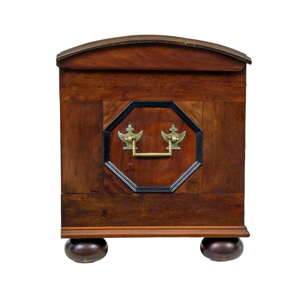 Mid 19th Century Profusely Inlaid Continental Walnut Dome Coffer — image 7