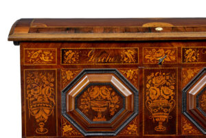 Mid 19th Century Profusely Inlaid Continental Walnut Dome Coffer — thumbnail 6
